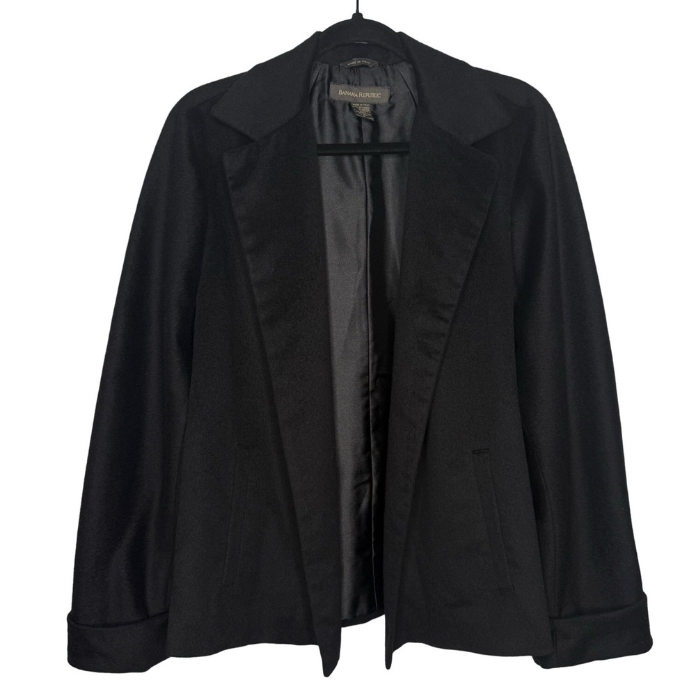Banana Republic M Cashmere Wool Angora Rabbit Open Front Jacket Blazer Italy